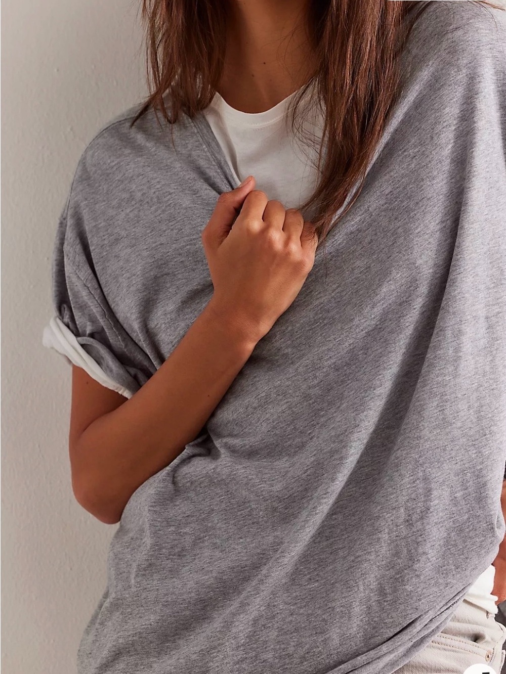 We The Free Nina Gray Short Sleeve Tee small